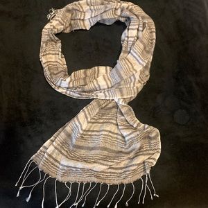 BCBG Beige Tan Striped Scarf With Tassels